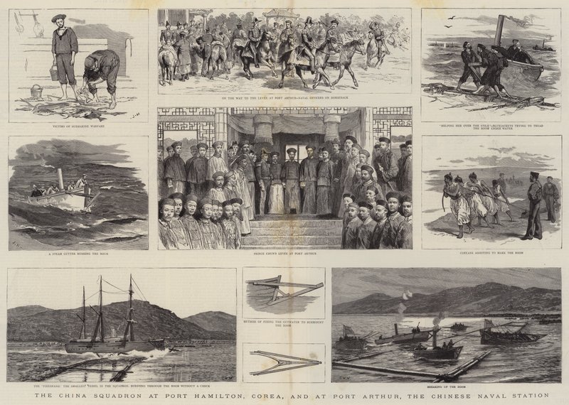 El escuadrón chino en Port Hamilton, Corea, y en Port Arthur, la estación naval china de Joseph Nash