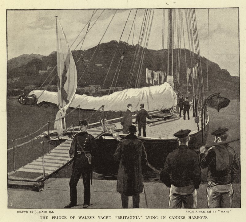 El yate Britannia del Príncipe de Gales en el puerto de Cannes de Joseph Nash