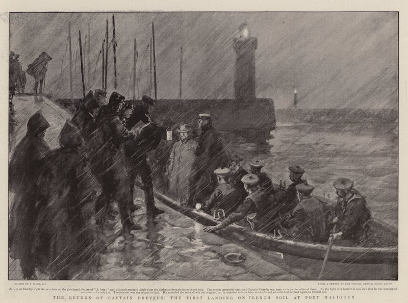 El regreso del Capitán Dreyfus, el primer desembarco en suelo francés en Port Haliguen de Joseph Nash