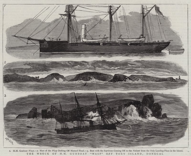 El naufragio del cañonero HM Wasp frente a la isla Tory, Donegal de Joseph Nash