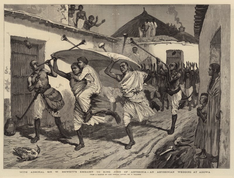 Con la embajada del almirante Sir W Hewett al rey Juan de Abisinia, una boda abisinia en Adowa de Joseph Nash