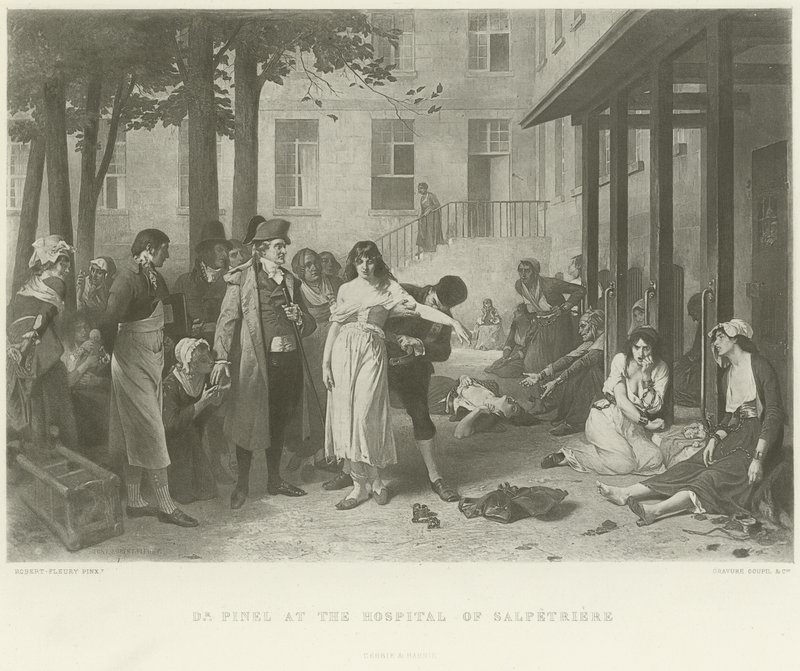Dr. Pinel en el hospital de Salpetriere de Joseph Nicolas Robert Fleury