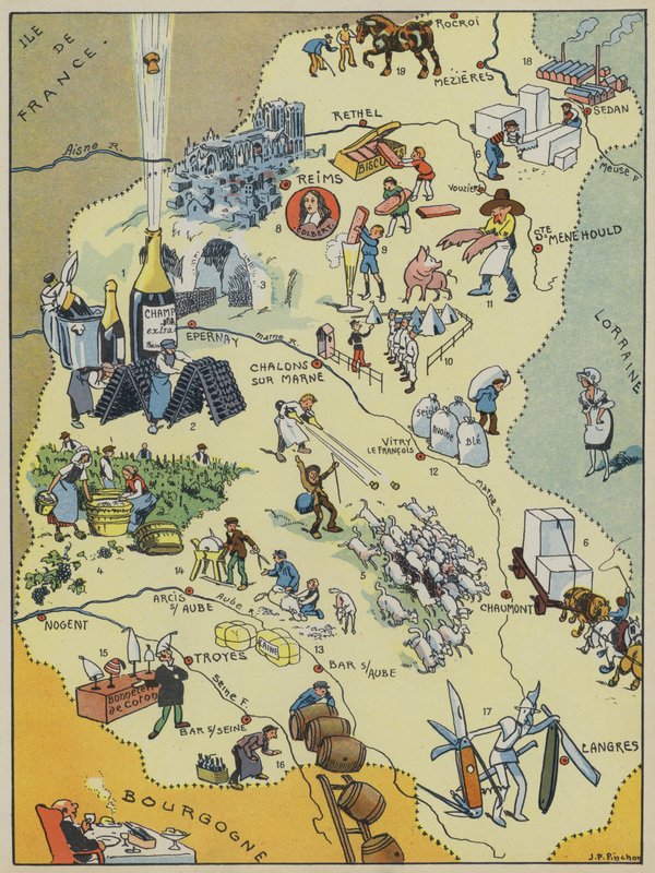 Champán (litografía en color) de Joseph Porphyre Pinchon