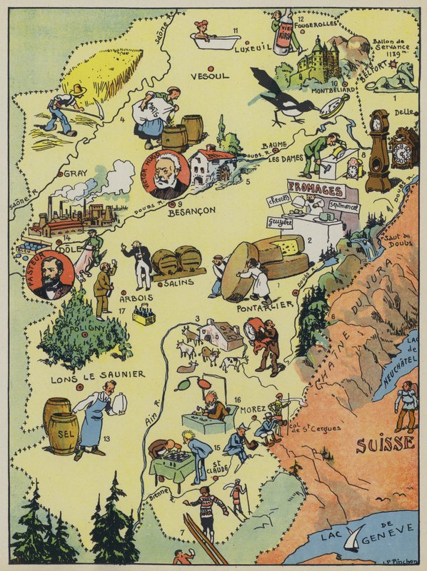 France-Compte (litografía en color) de Joseph Porphyre Pinchon