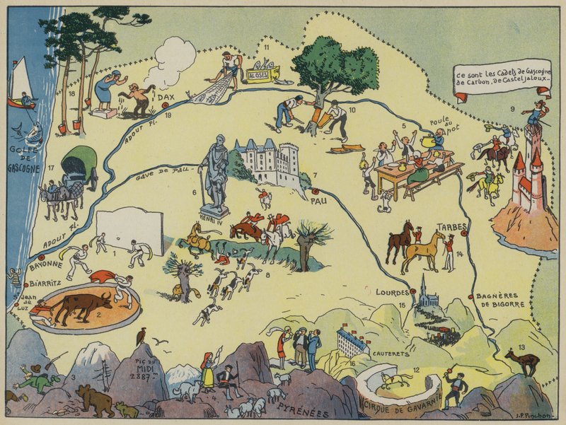 Gascogne-Bearn (litografía en color) de Joseph Porphyre Pinchon
