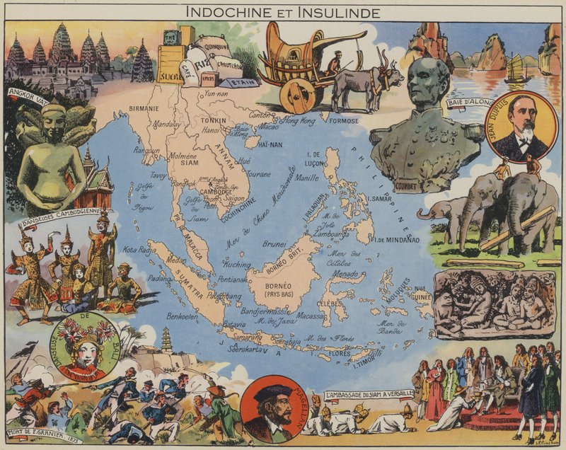 Indochina e Insulinde (litografía en color) de Joseph Porphyre Pinchon