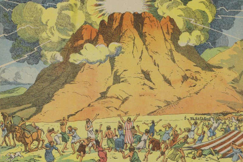 Promulgación de los Diez Mandamientos (litografía en color) de Joseph Porphyre Pinchon