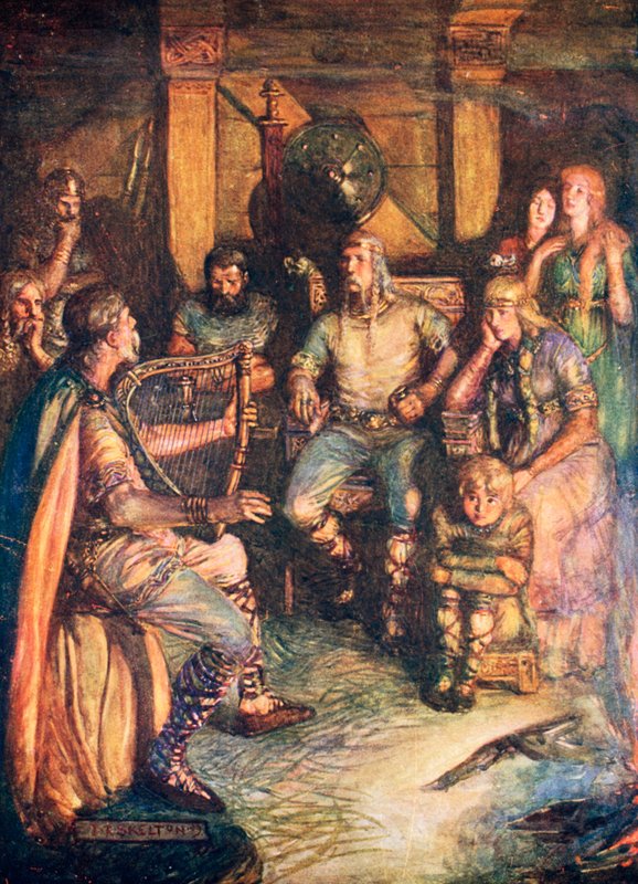 Juglar cantando las hazañas de los héroes de Joseph Ratcliffe Skelton