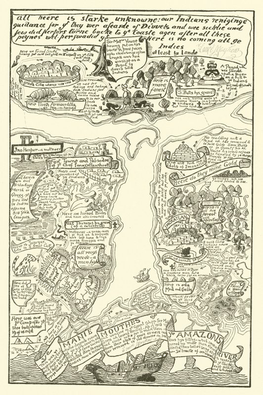 Mapa del Amazonas Turbio en Rojo + Negro (grabado) de Joseph Rudyard (after) Kipling