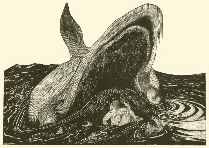 La ballena tragándose al marinero de Joseph Rudyard (after) Kipling