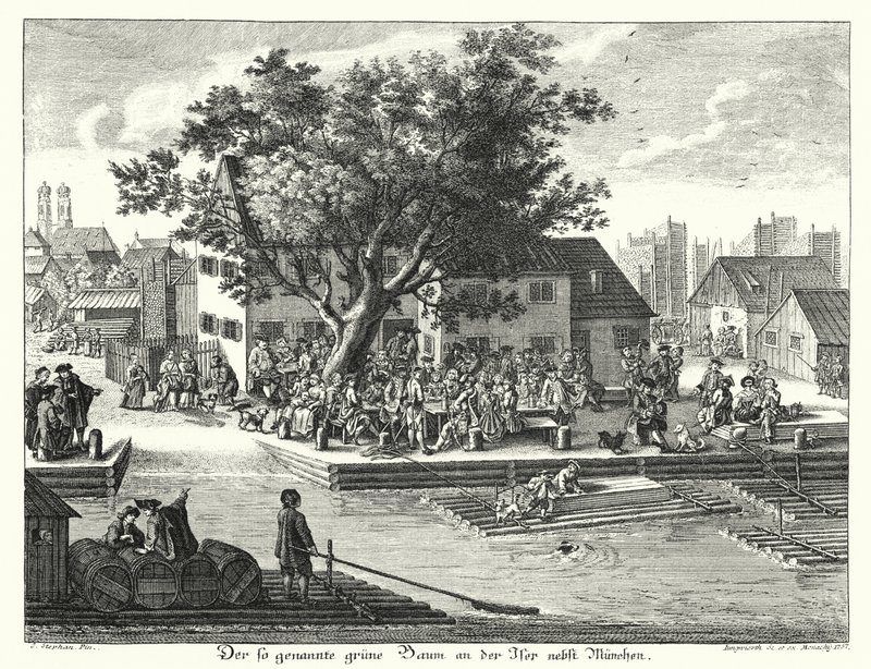 La posada Gruene Baum (Árbol Verde) cerca de Múnich (grabado) de Joseph Stephan