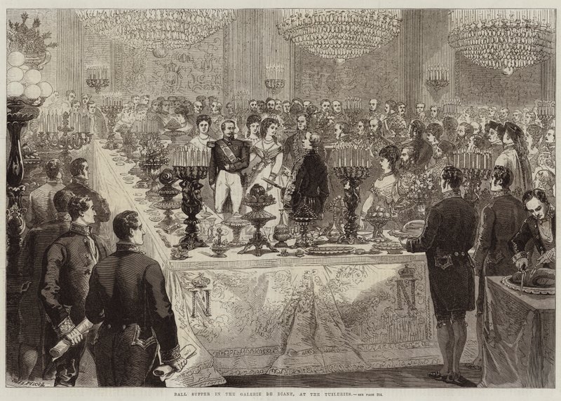 Cena de baile en la Galerie de Diane, en las Tullerías de Jules Pelcoq