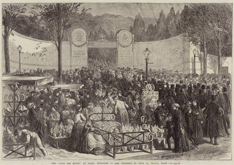El Jour Des Morts en París, Entrada al Cementerio de Père Lachaise, París de Jules Pelcoq