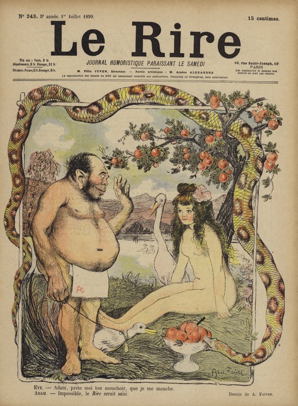 Adán y Eva, Ilustración para Le Rire de Jules Abel Faivre