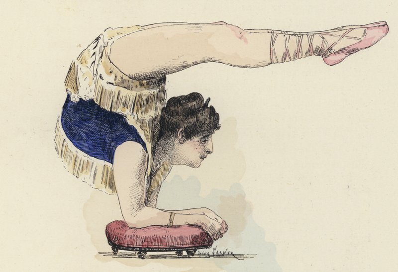 Gimnasta femenina haciendo parada de codos de Jules Arsene (after) Garnier