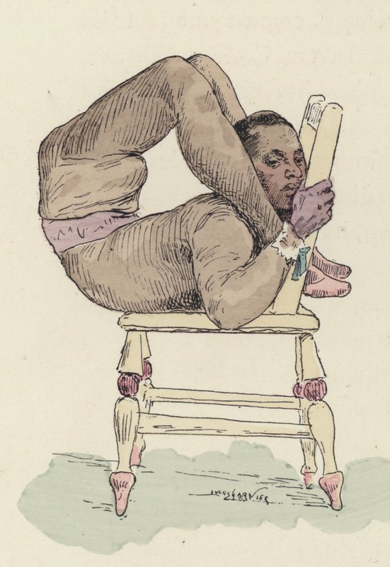 Contorsionista de circo en una silla de Jules Arsene Garnier