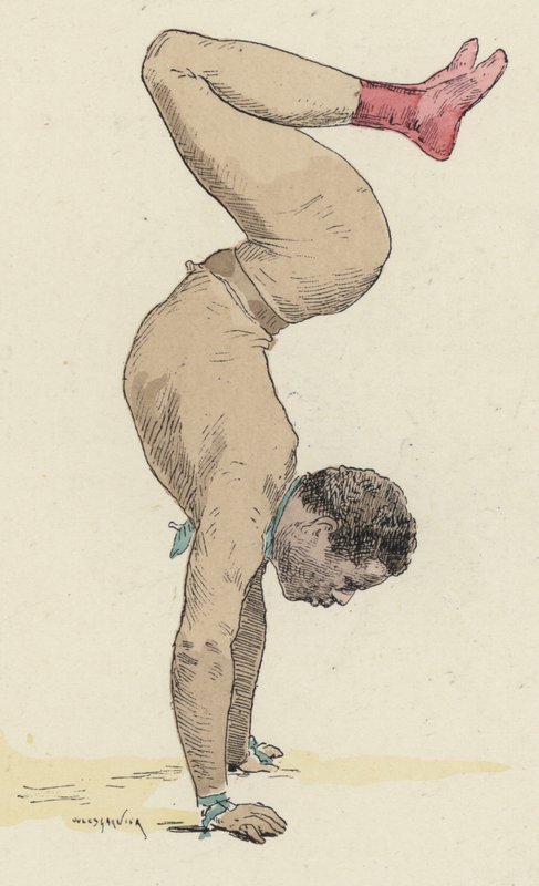 Acróbata de circo haciendo el pino de Jules Arsene Garnier