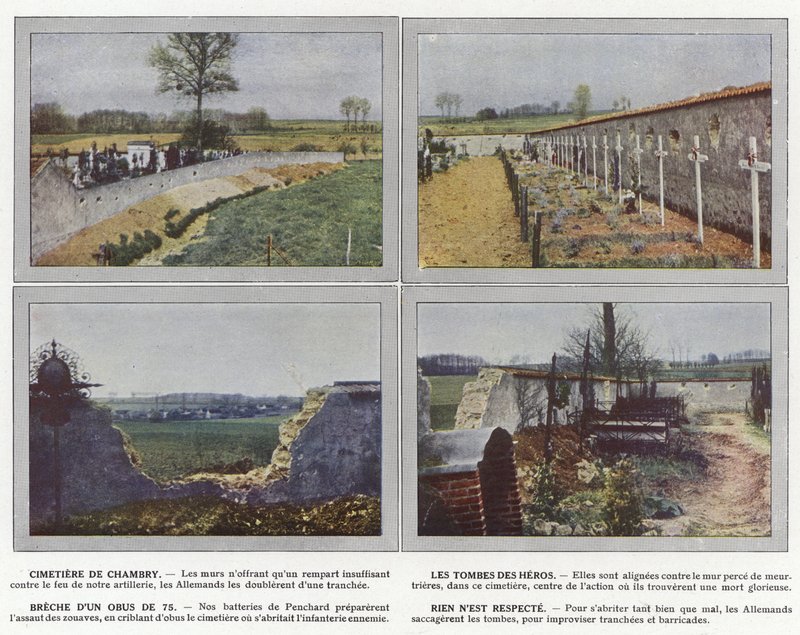 Cementerio de Chambry, Las tumbas de los héroes, Brecha de un obús de 75, Nada es respetado de Jules Gervais Courtellemont
