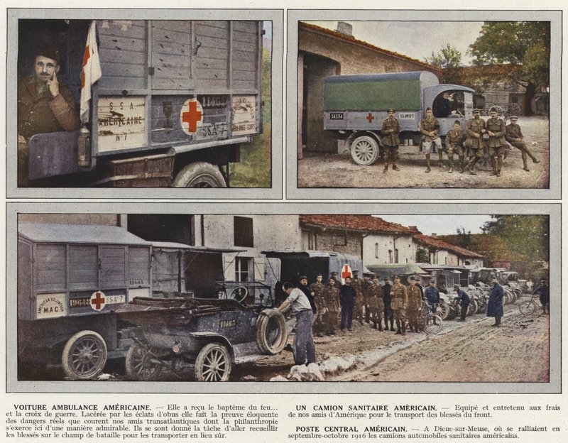 Voiture Ambulance Américaine, Un Camión Sanitario Americano, Poste Central Americano de Jules Gervais Courtellemont