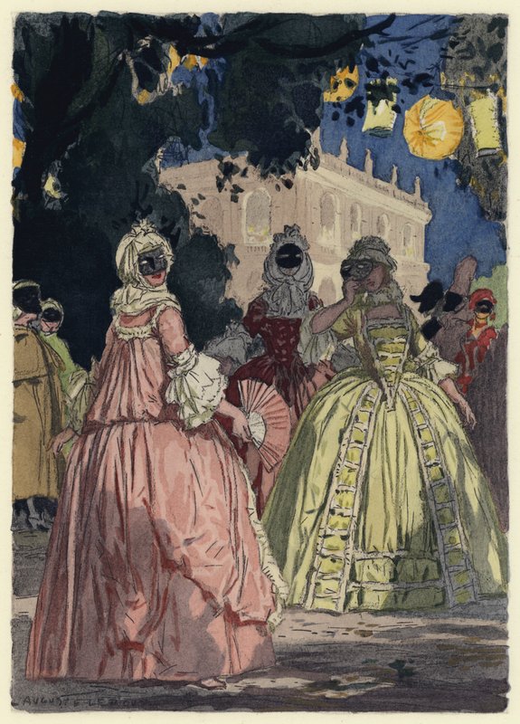 Ilustración para las memorias de Casanova (litografía en color) de Jules Marie Auguste Leroux