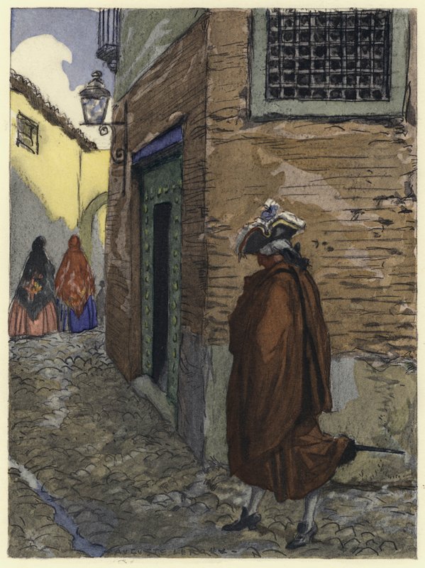 Ilustración para las memorias de Casanova (litografía en color) de Jules Marie Auguste Leroux