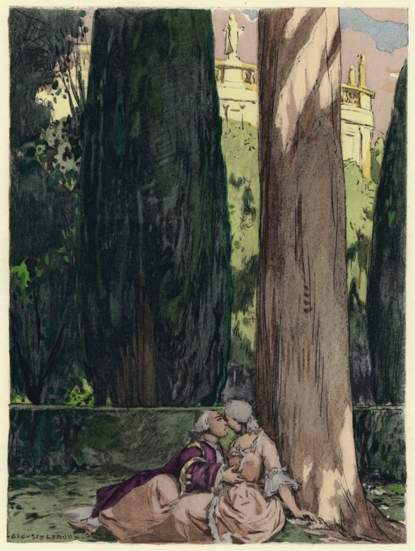 Ilustración para las memorias de Casanova (litografía en color) de Jules Marie Auguste Leroux