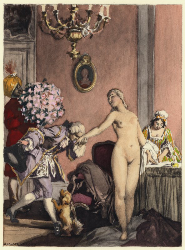 Ilustración para las memorias de Casanova (litografía en color) de Jules Marie Auguste Leroux
