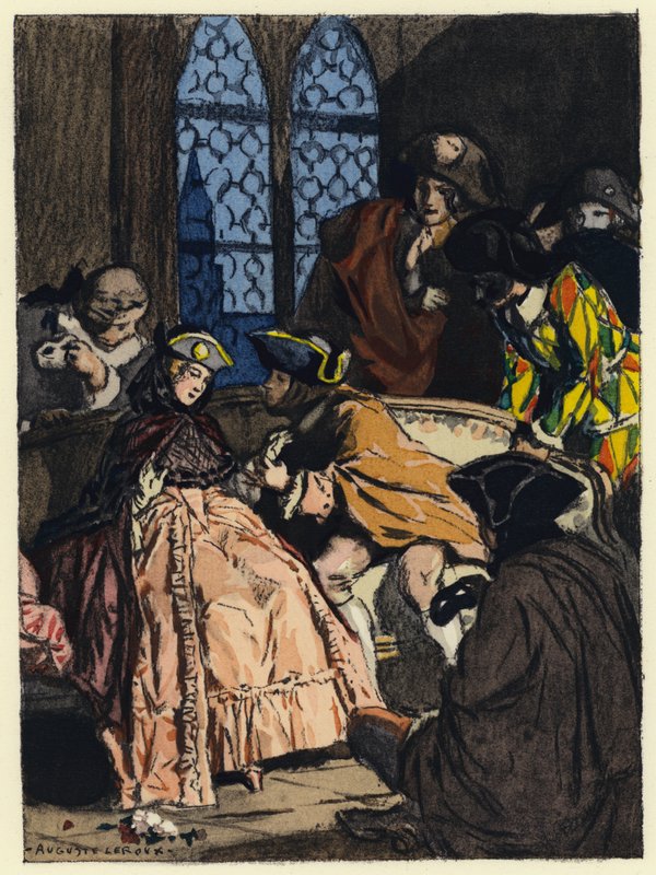Ilustración para las memorias de Casanova (litografía en color) de Jules Marie Auguste Leroux