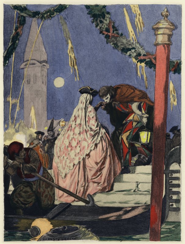 Ilustración para las memorias de Casanova (litografía en color) de Jules Marie Auguste Leroux