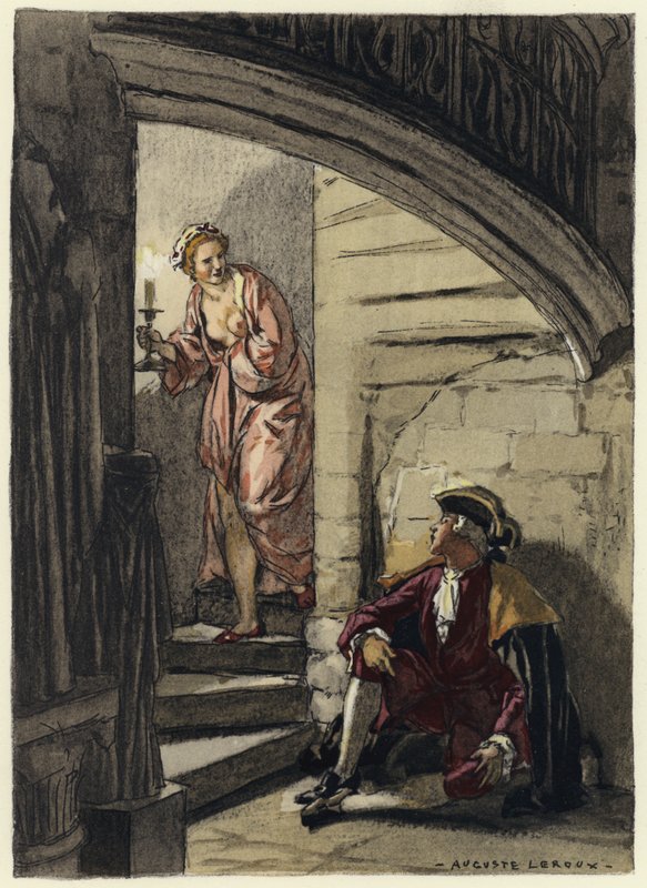 Ilustración para las memorias de Casanova (litografía en color) de Jules Marie Auguste Leroux