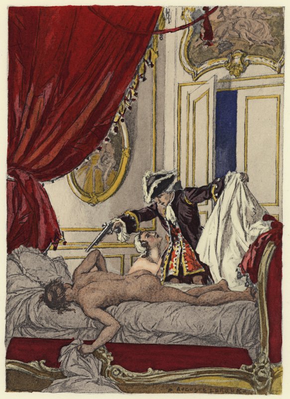 Ilustración para las memorias de Casanova (litografía en color) de Jules Marie Auguste Leroux