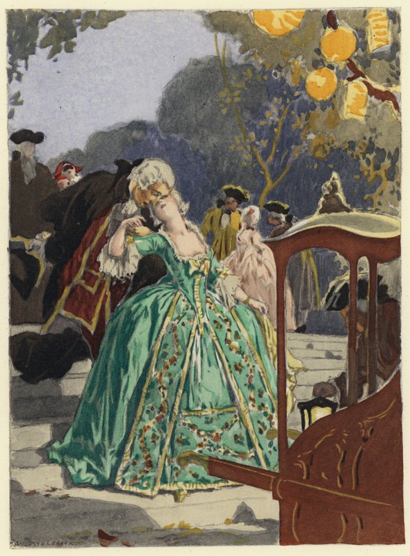 Ilustración para las memorias de Casanova (litografía en color) de Jules Marie Auguste Leroux