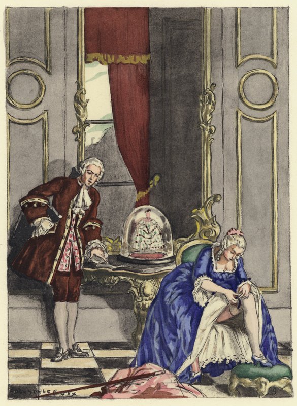 Ilustración para las memorias de Casanova (litografía en color) de Jules Marie Auguste Leroux