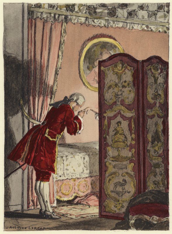 Ilustración para las memorias de Casanova (litografía en color) de Jules Marie Auguste Leroux