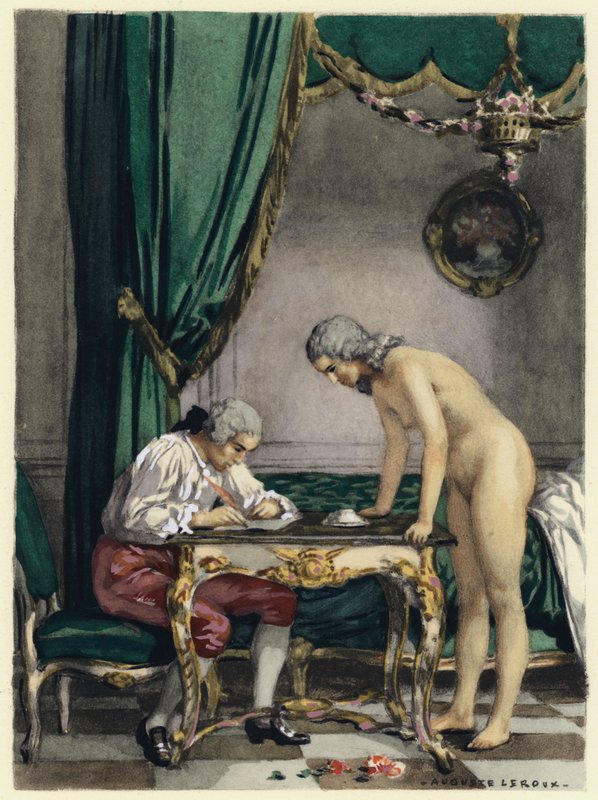 Ilustración para las memorias de Casanova (litografía en color) de Jules Marie Auguste Leroux