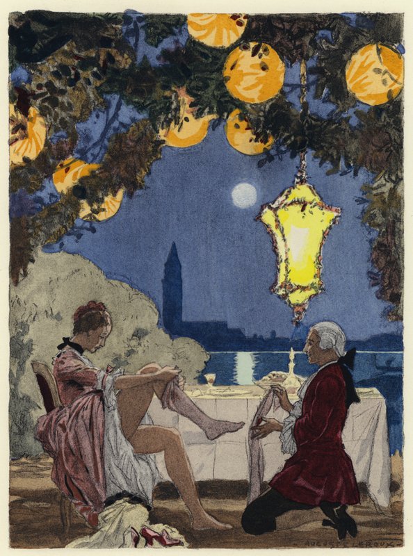 Ilustración para las memorias de Casanova (litografía en color) de Jules Marie Auguste Leroux