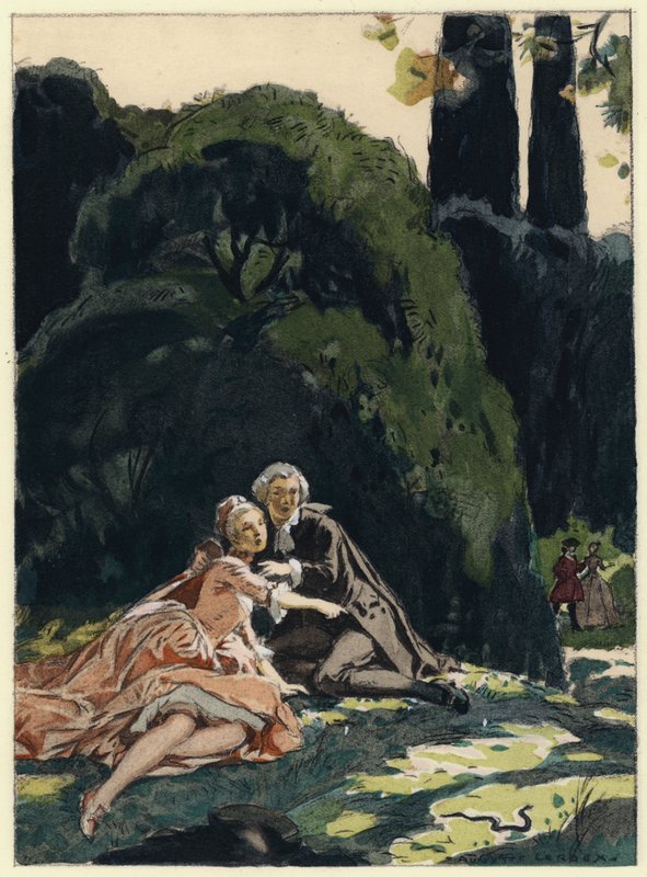 Ilustración para las memorias de Casanova (litografía en color) de Jules Marie Auguste Leroux