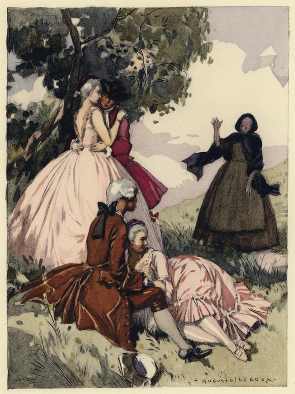 Ilustración para las memorias de Casanova (litografía en color) de Jules Marie Auguste Leroux