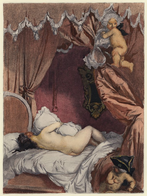 Ilustración para las memorias de Casanova (litografía en color) de Jules Marie Auguste Leroux