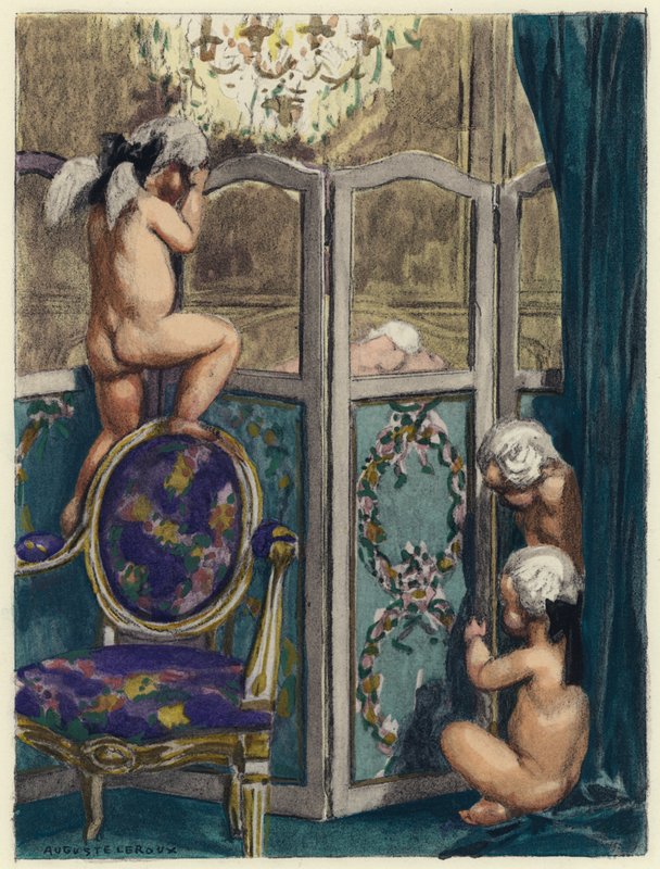 Ilustración para las memorias de Casanova (litografía en color) de Jules Marie Auguste Leroux