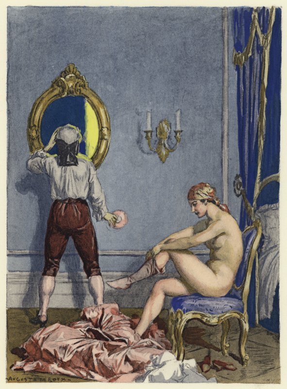 Ilustración para las memorias de Casanova (litografía en color) de Jules Marie Auguste Leroux