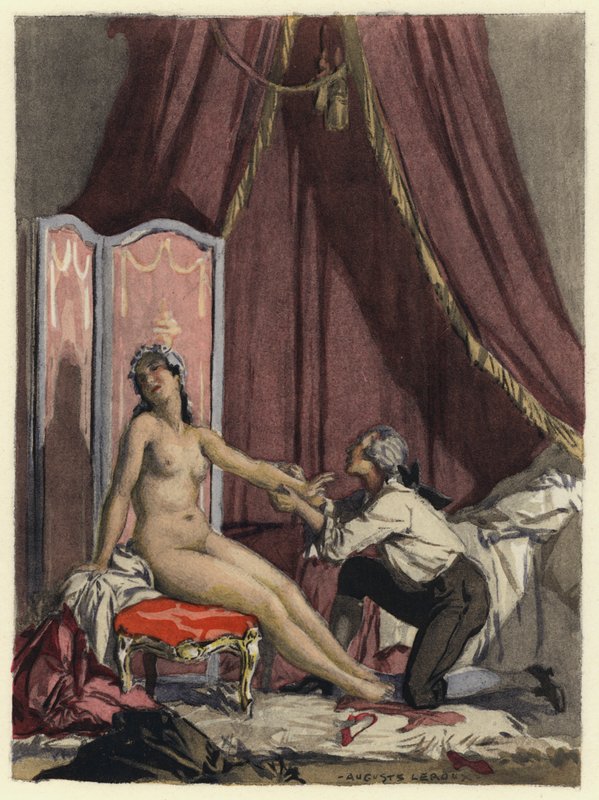 Ilustración para las memorias de Casanova (litografía en color) de Jules Marie Auguste Leroux