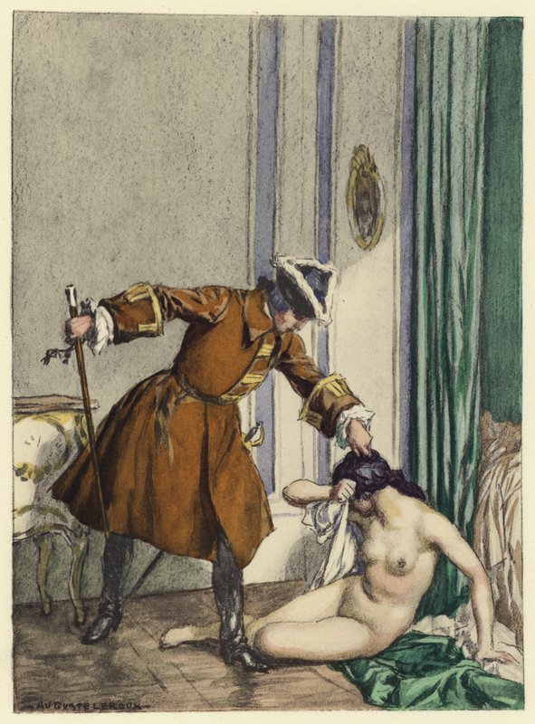 Ilustración para las memorias de Casanova (litografía en color) de Jules Marie Auguste Leroux