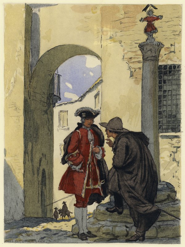 Ilustración para las memorias de Casanova (litografía en color) de Jules Marie Auguste Leroux