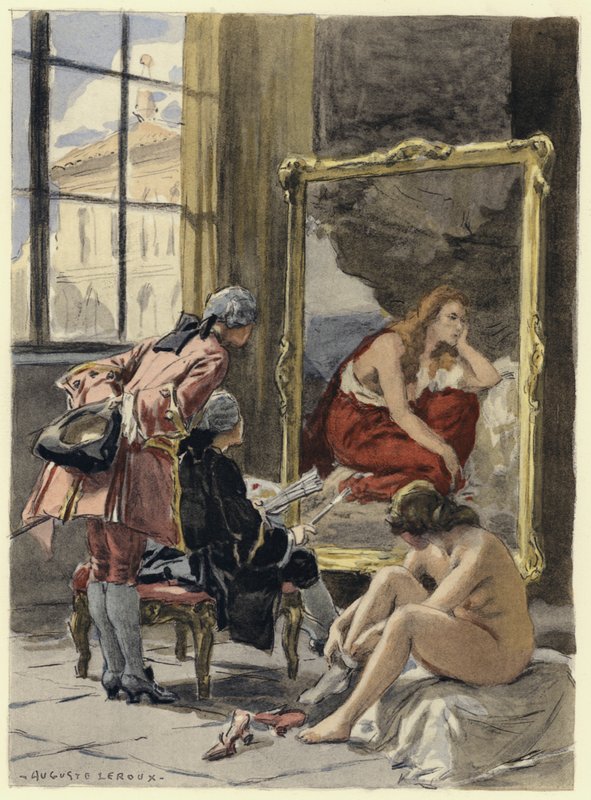 Ilustración para las memorias de Casanova (litografía en color) de Jules Marie Auguste Leroux