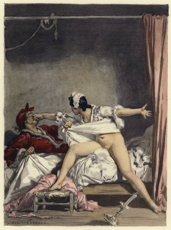 Ilustración para las memorias de Casanova (litografía en color) de Jules Marie Auguste Leroux