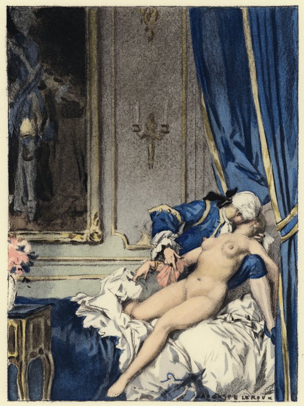 Ilustración para las memorias de Casanova (litografía en color) de Jules Marie Auguste Leroux