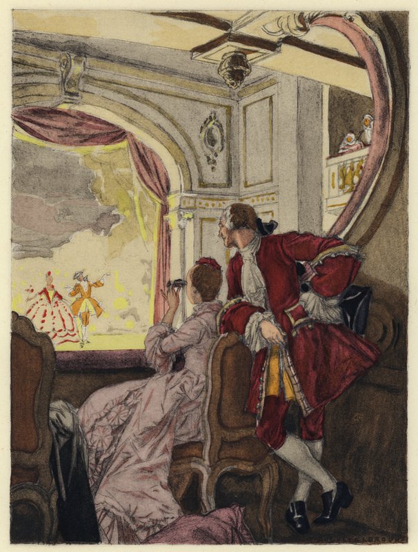 Ilustración para las memorias de Casanova (litografía en color) de Jules Marie Auguste Leroux
