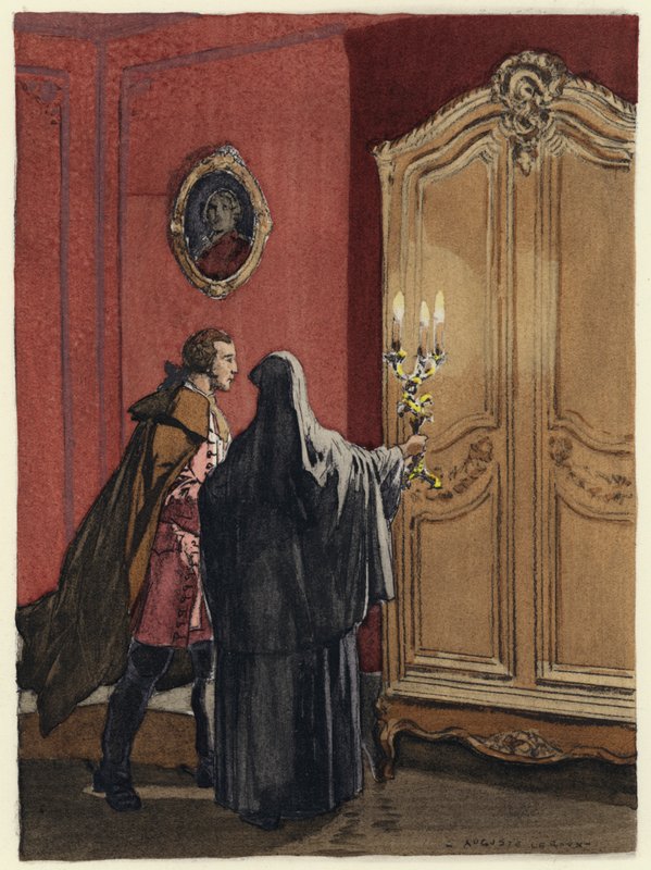 Ilustración para las memorias de Casanova (litografía en color) de Jules Marie Auguste Leroux