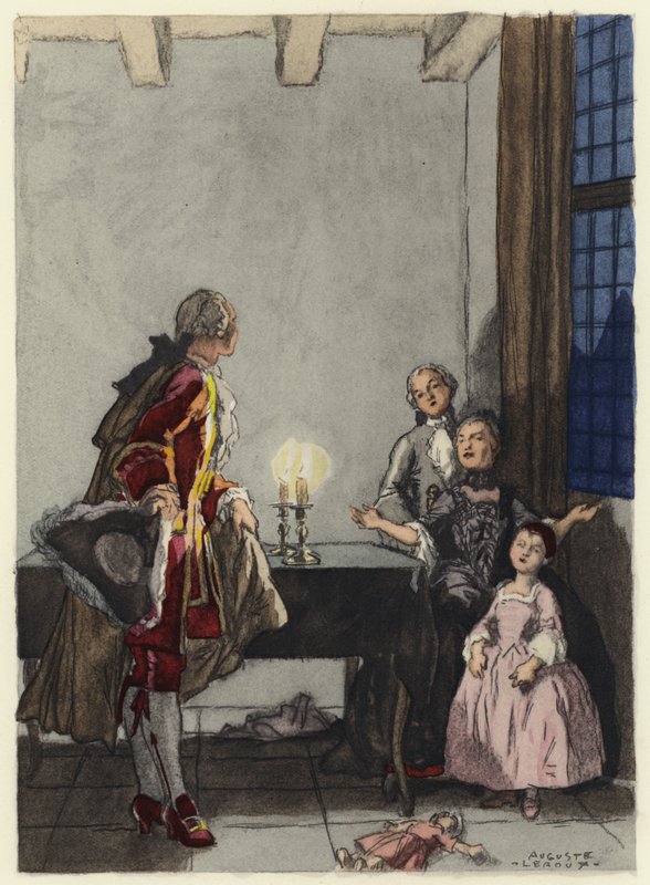 Ilustración para las memorias de Casanova (litografía en color) de Jules Marie Auguste Leroux